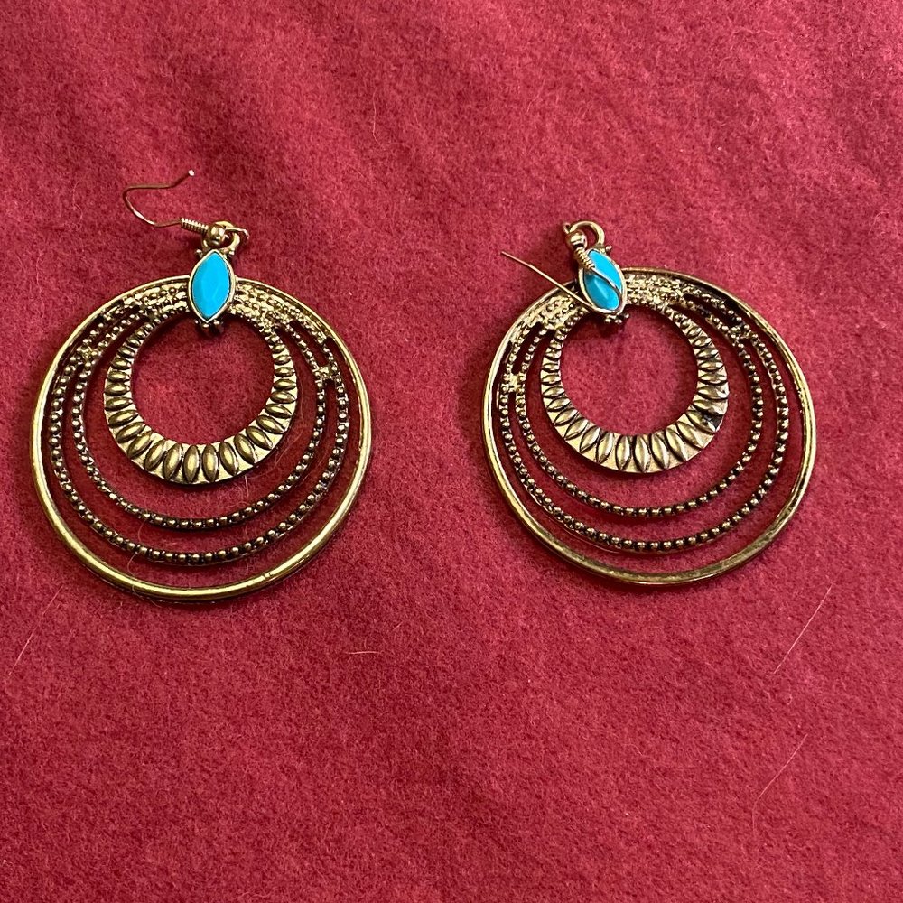 Layered Metal Drop Earrings